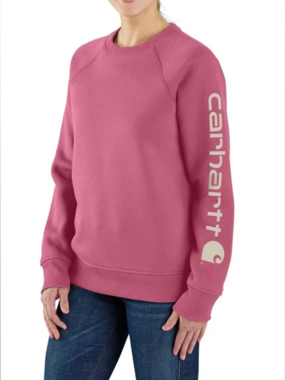 Carhartt Midweight Crewneck Block Logo Sleeve Graphic Sweatshirt Size L Used Exc